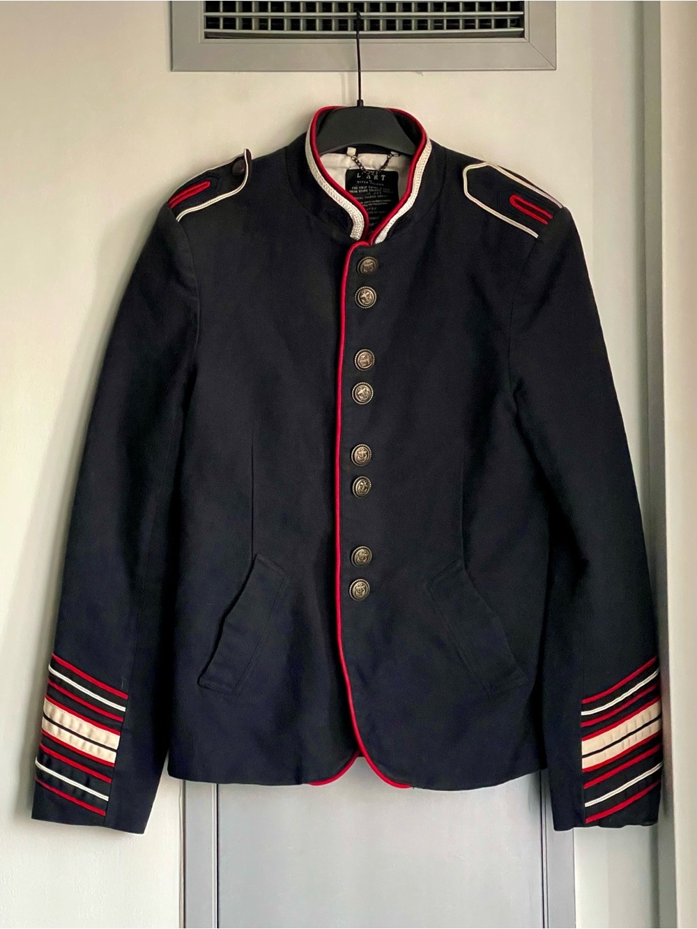 RIVER ISLAND Military-Style Navy Jacket with Red Trim